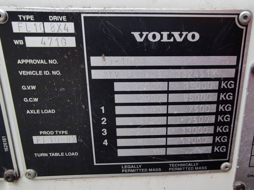 Volvo FL10 8x4 DayCab Euro1 - HIAB 195-5 Radiografisch + Translift Kettingsysteem 26T